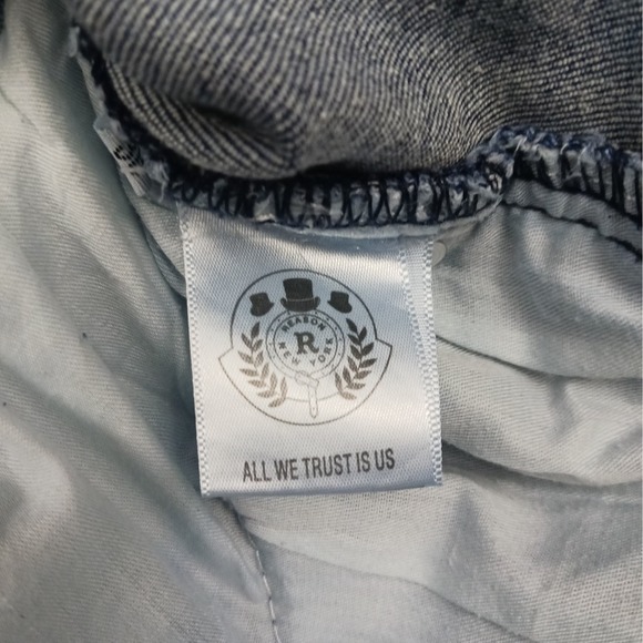 Reason Hip Hop Jeans Mens Sz. 36 Acid Wash Distressed Graphic Patches Zi… - Picture 8 of 9